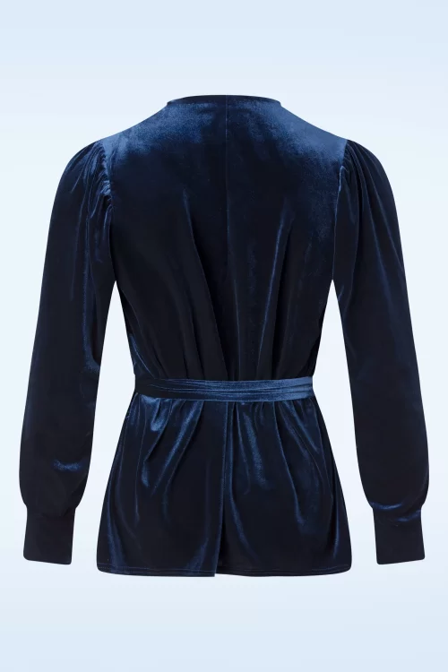 Vintage Chic for Topvintage Victoria Velvet Vest top in navyblauw