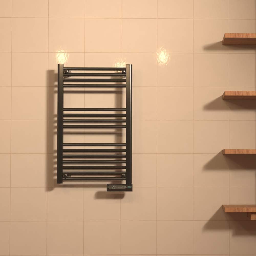 Cecotec Elektrischer Badheizkörper Ready Warm 9100 Smart Towel Black. 500 W, LED-Anzeige, Touch Control, Wochenprogrammierer, 3 Modi, wählbare Temperatur und maximale Sicherheit mit IP24