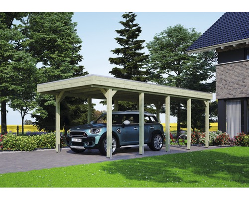 SKAN HOLZ Friesland enkele carport 314x708 cm met dompelgeïmpregneerd aluminium dak