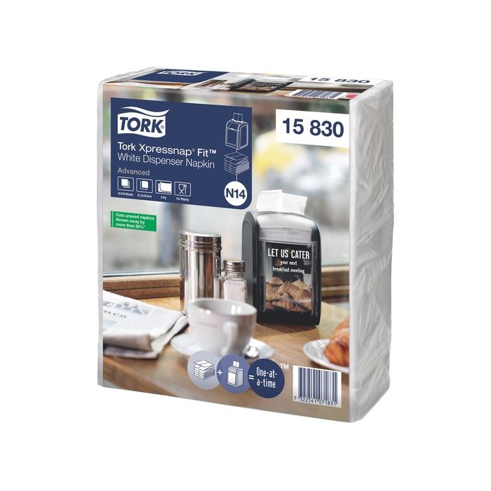 720st Tork Servetten N14 Xpress Fit dispenserservet 21.3x16.5cm 2-laags wit pak 720 stuks