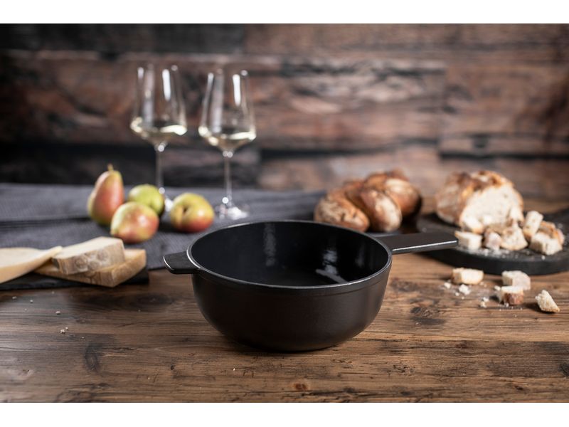 Kuhn Rikon Fondue-Caquelon mit Gegengriff Schwarz Fonduepfanne