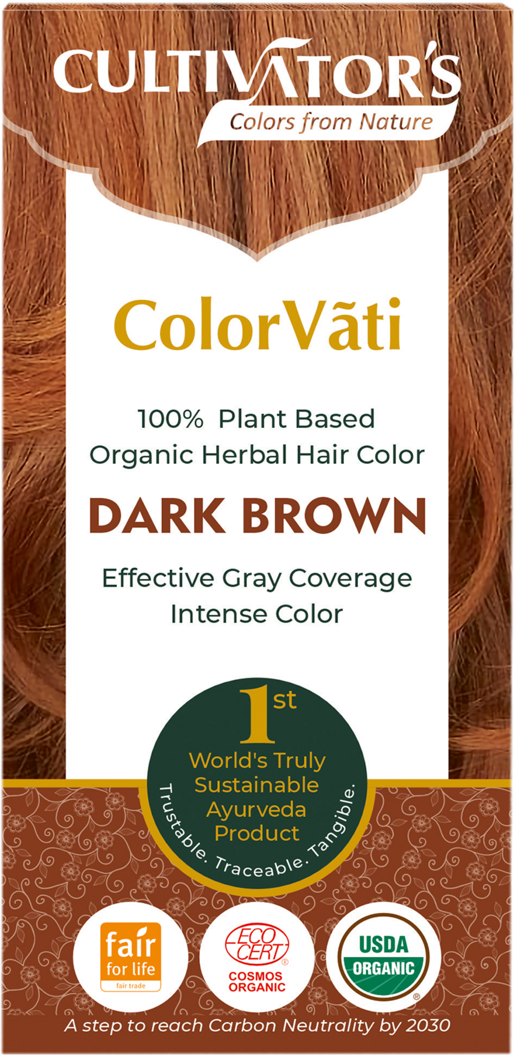 CULTIVATOR'S  ColorVãti Organic Herbal Hair Color - 08 Dark Brown, 100 g