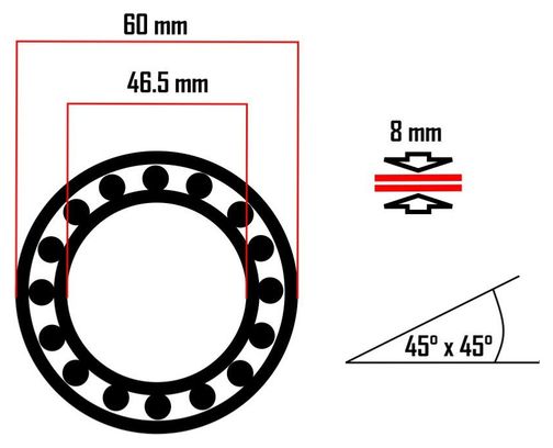 Roulement First Components 60 x 46.5 x 8 mm 45/45°