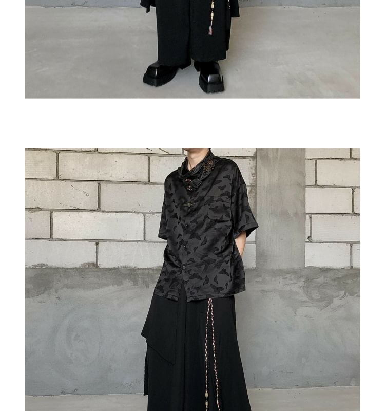 Cowpow - Hoge taille gelaagde effen wijde broek