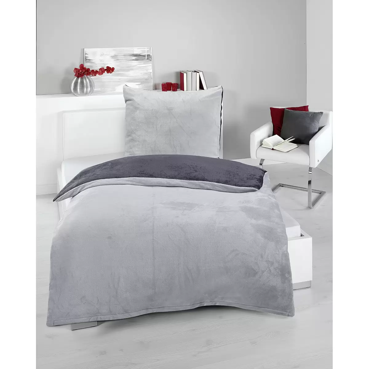 Bettwäsche-Set Cashmere doubleface anthrazit,silber