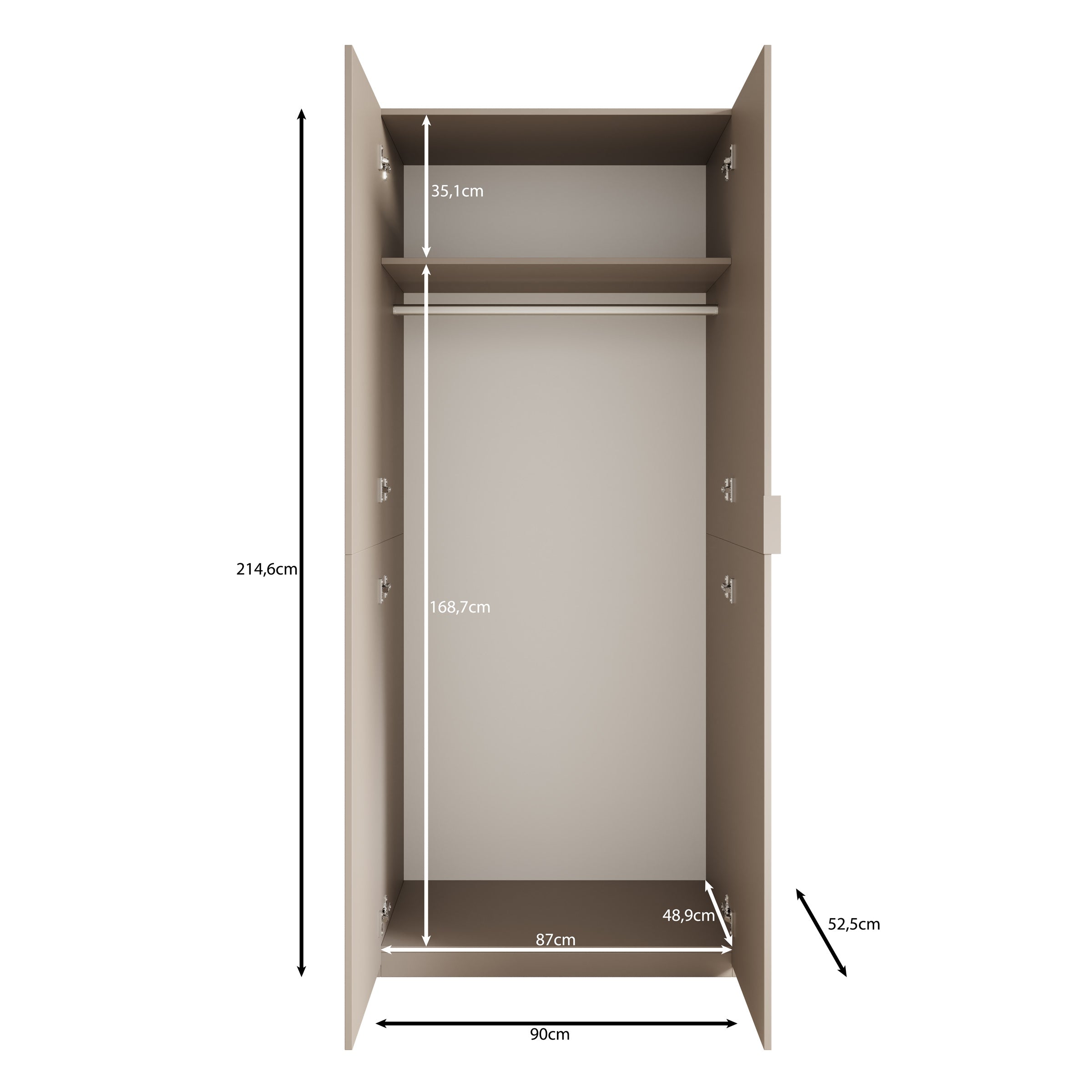 Montclair - Kledingkast 2-deurs - Eikenpatroon - 90x53x215 cm