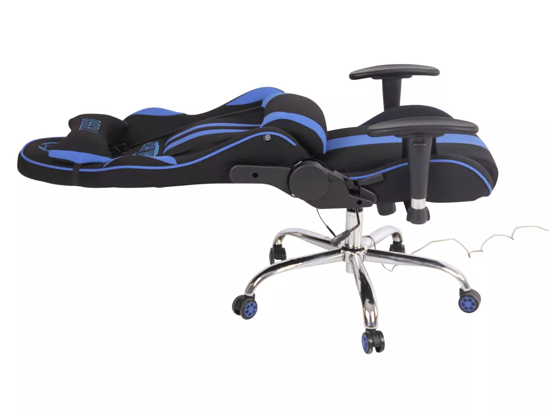 Chaise de bureau - Tissu & Métal chromé - Noir / Bleu - Limit XM