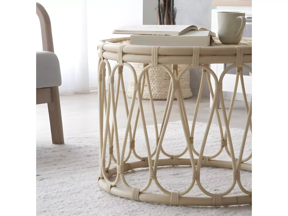 Table d'appoint en rotin naturel 60x45