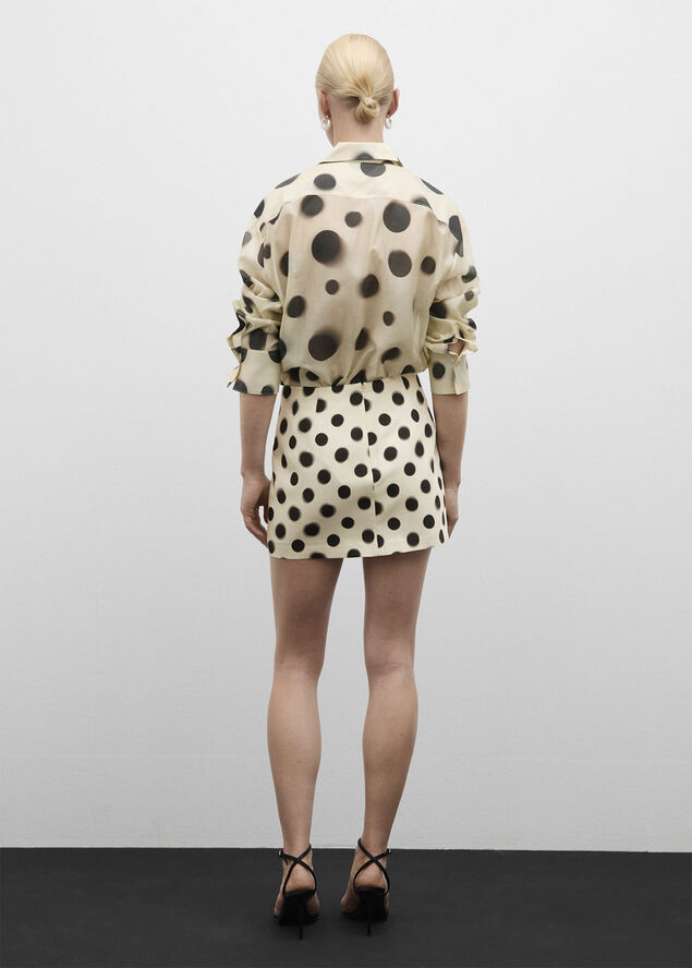 MANGO Polka dot lyocell shirt Light beige