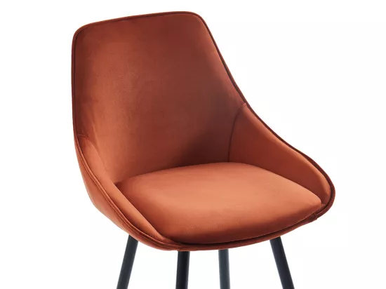 Lot de 2 tabourets de bar - Velours - Terracotta - MASURIE