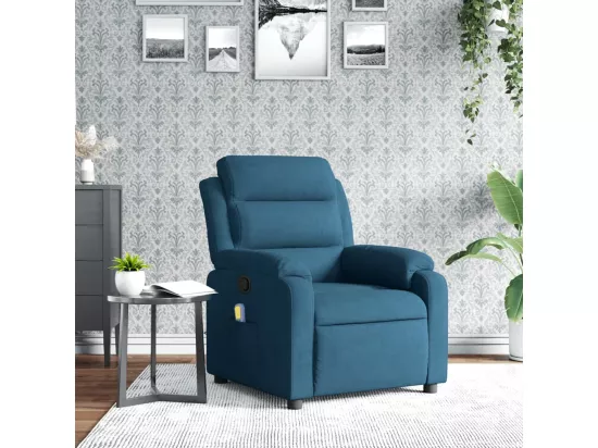 Fauteuil inclinable massant bleu velours