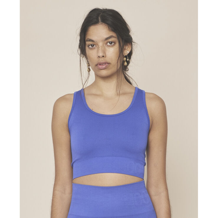 Moonchild Yoga Wear Soft Rib Seamless Crop Top Indigo
