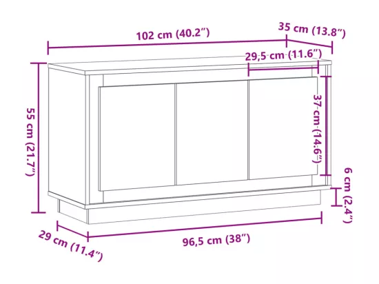 Buffet chêne artisanal 102x35x55 cm bois d'ingénierie