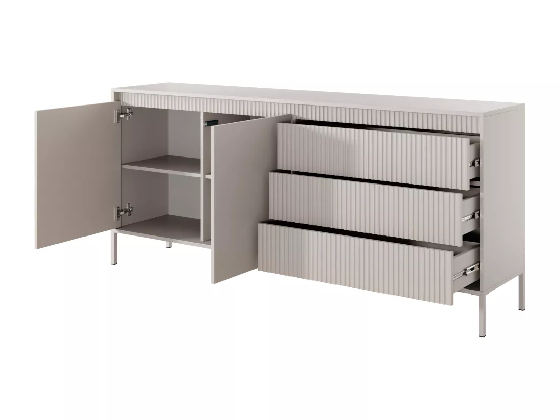 Buffet avec 3 tiroirs et 2 portes en MDF - Beige - NURSEMA