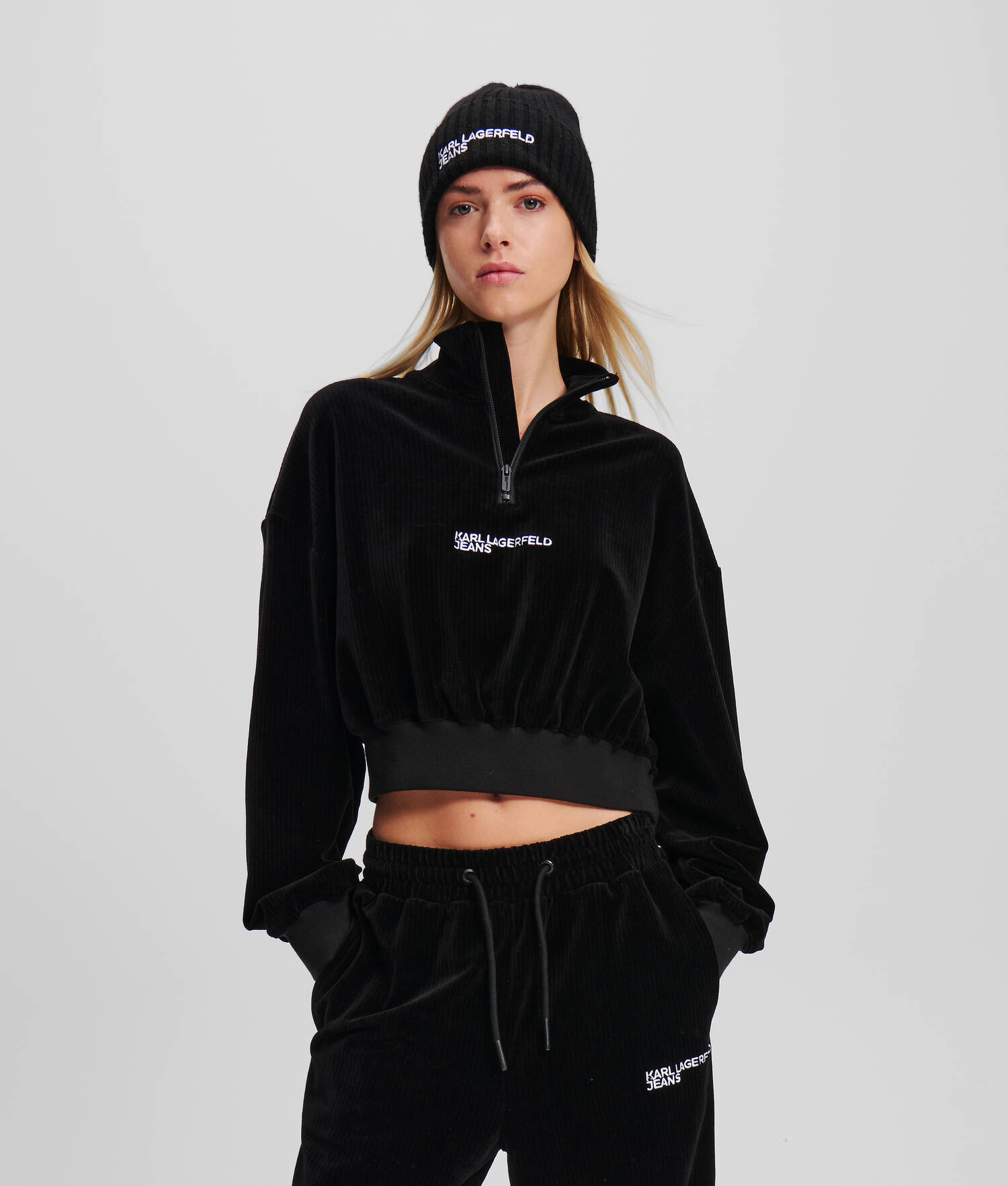 SWEAT-SHIRT À DEMI-ZIP EN VELOURS CÔTELÉ KLJ