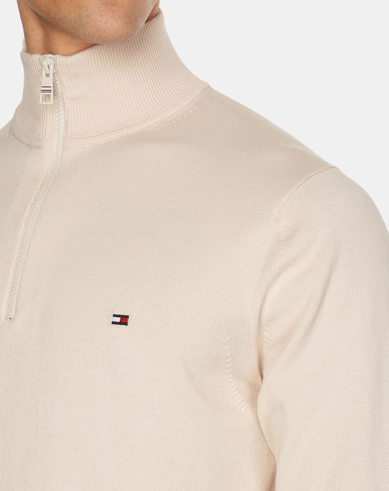 Tommy Hilfiger Pull 1985 col zippé écru