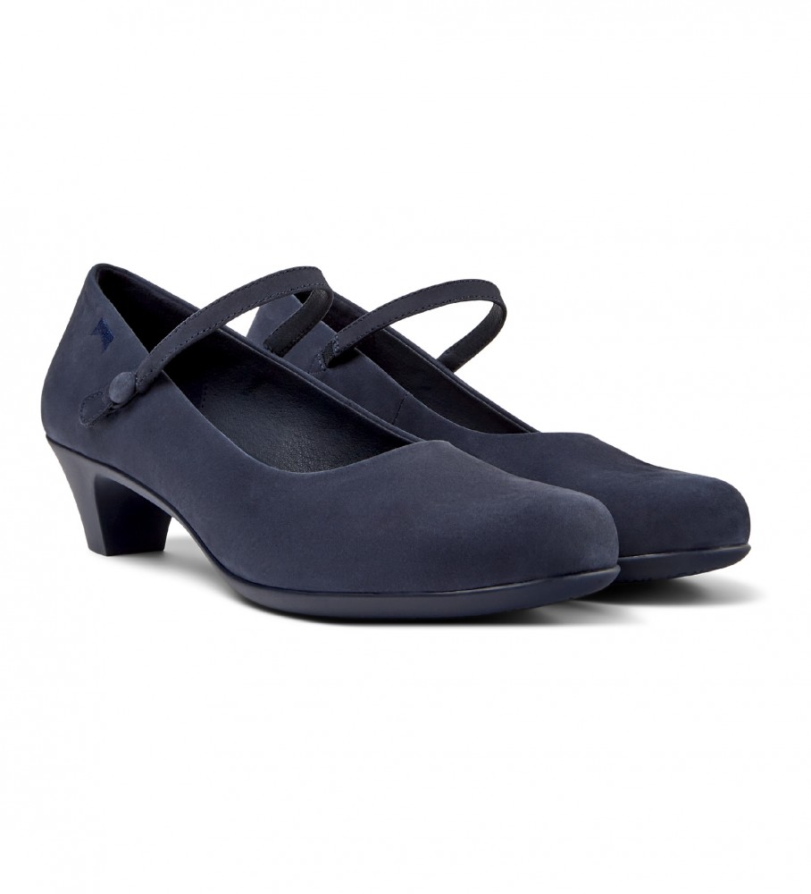 Sapatos Camper Helena Low em couro azul marinho