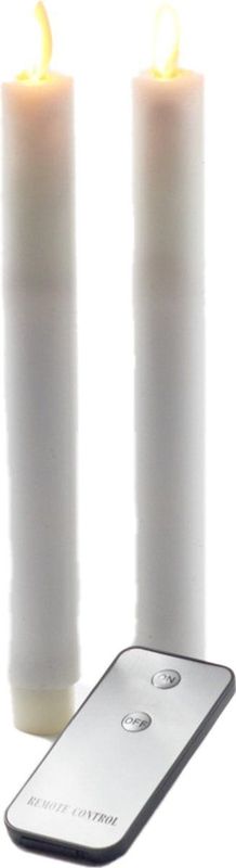 Anna's Collection Led dinerkaarsen - 2x st - wit - 23 cm - bewegende vlam - warm wit licht