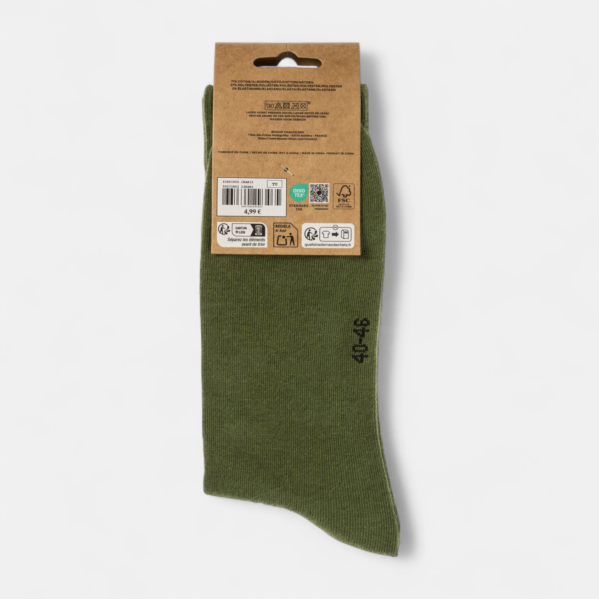 Chaussettes Homme kaki