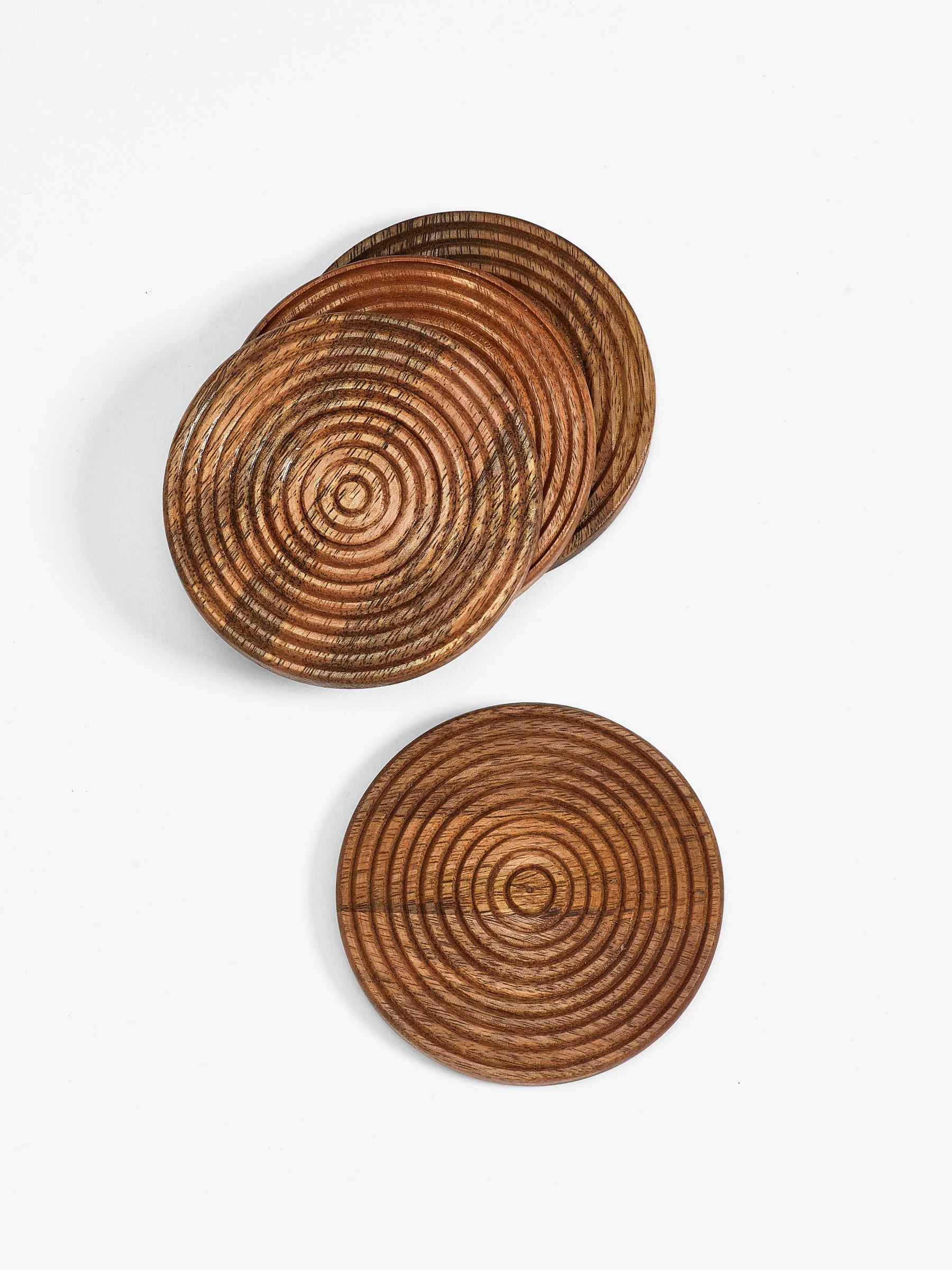 Set of 4 Bronx Etched Wooden Coasters