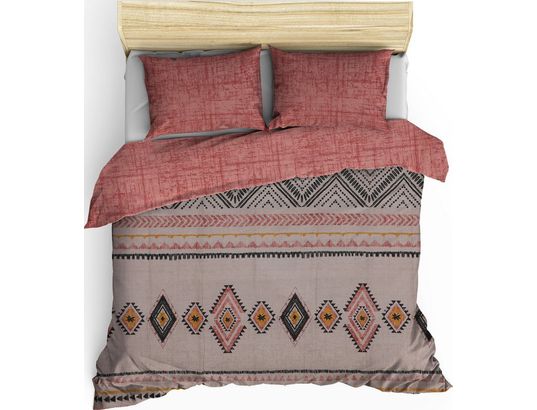 CONCEPT1 - Parure de lit housse de couette Felix 240x220cm + 2 taies 60x60 rouge