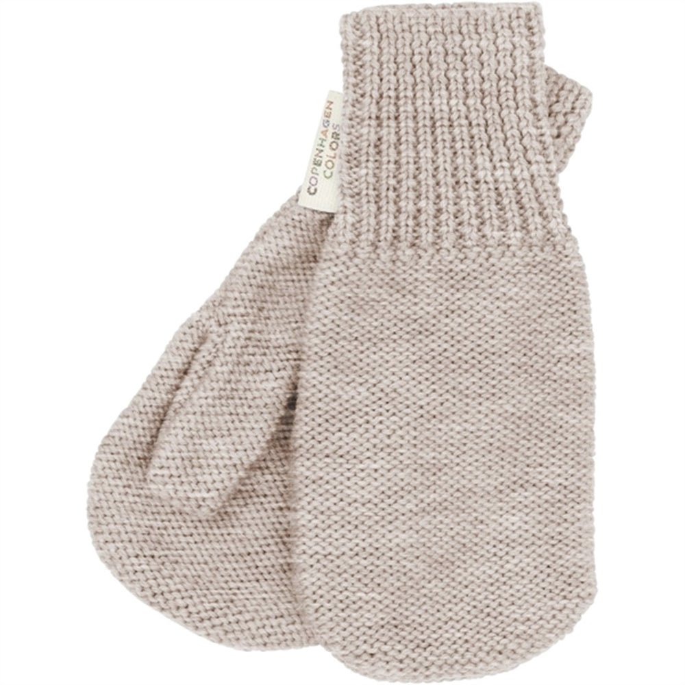 Pale Cream Melange Merino Uld Strikkede Vanter