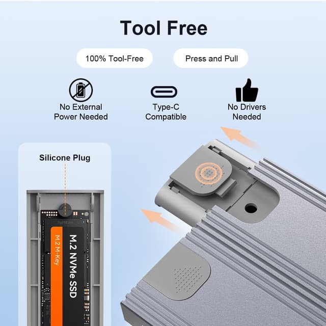 Maiwo Dual Disk NVMe SSD-kabinet USB-C 3.1 GEN2 10 Gbps