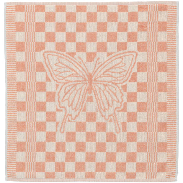Blokker Keukendoek Checker & Vlinder - 50x50 cm - Roze