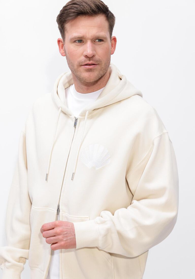 ecru new amsterdam surf association sweater logo zip hoodie ecru/white