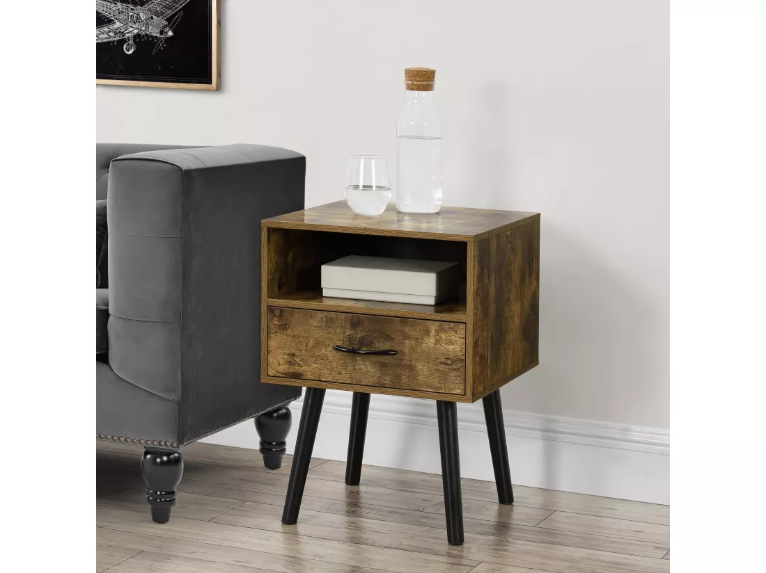 Lot de 2 tables d'appoint Gävle effet bois foncé [en.casa]
