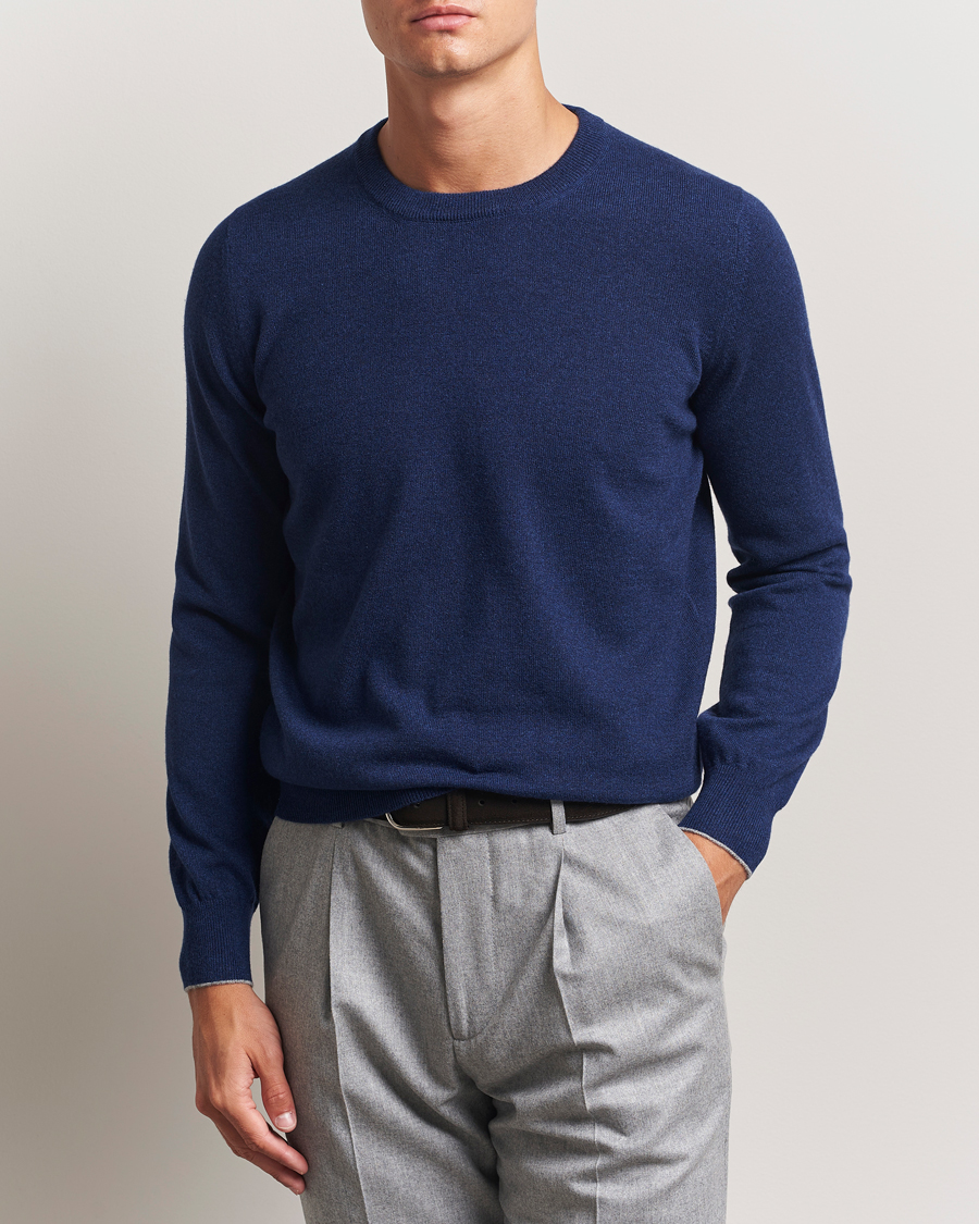 Brunello Cucinelli 2 Ply Cashmere Pullover Dark Blue