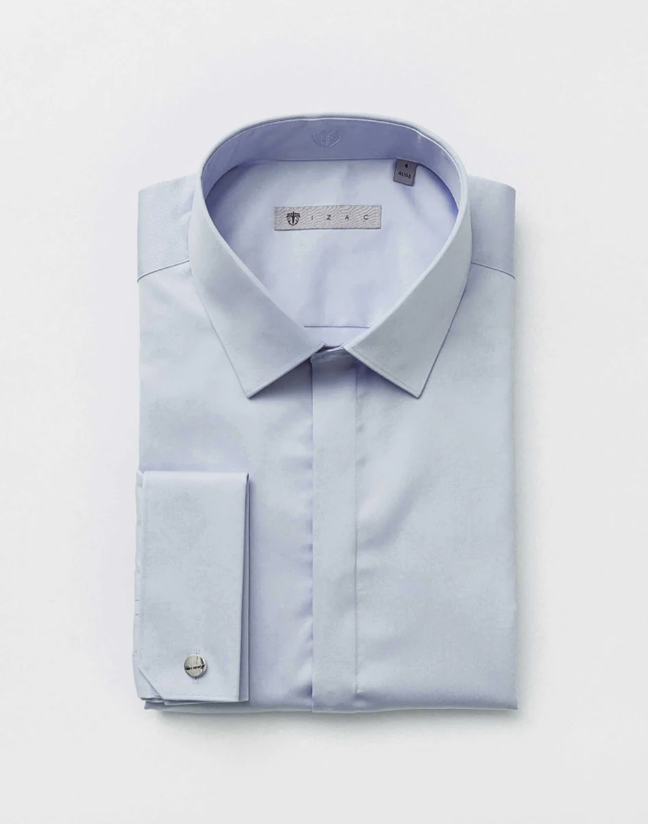 Chemise Satin Slim Ciel
