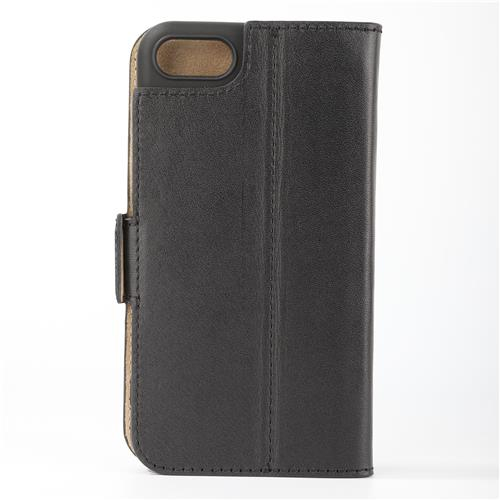 iPhone 16e Echtleder Tasche Flip Cover Hand Made (FABIOIPSE4-01) - Schwarz