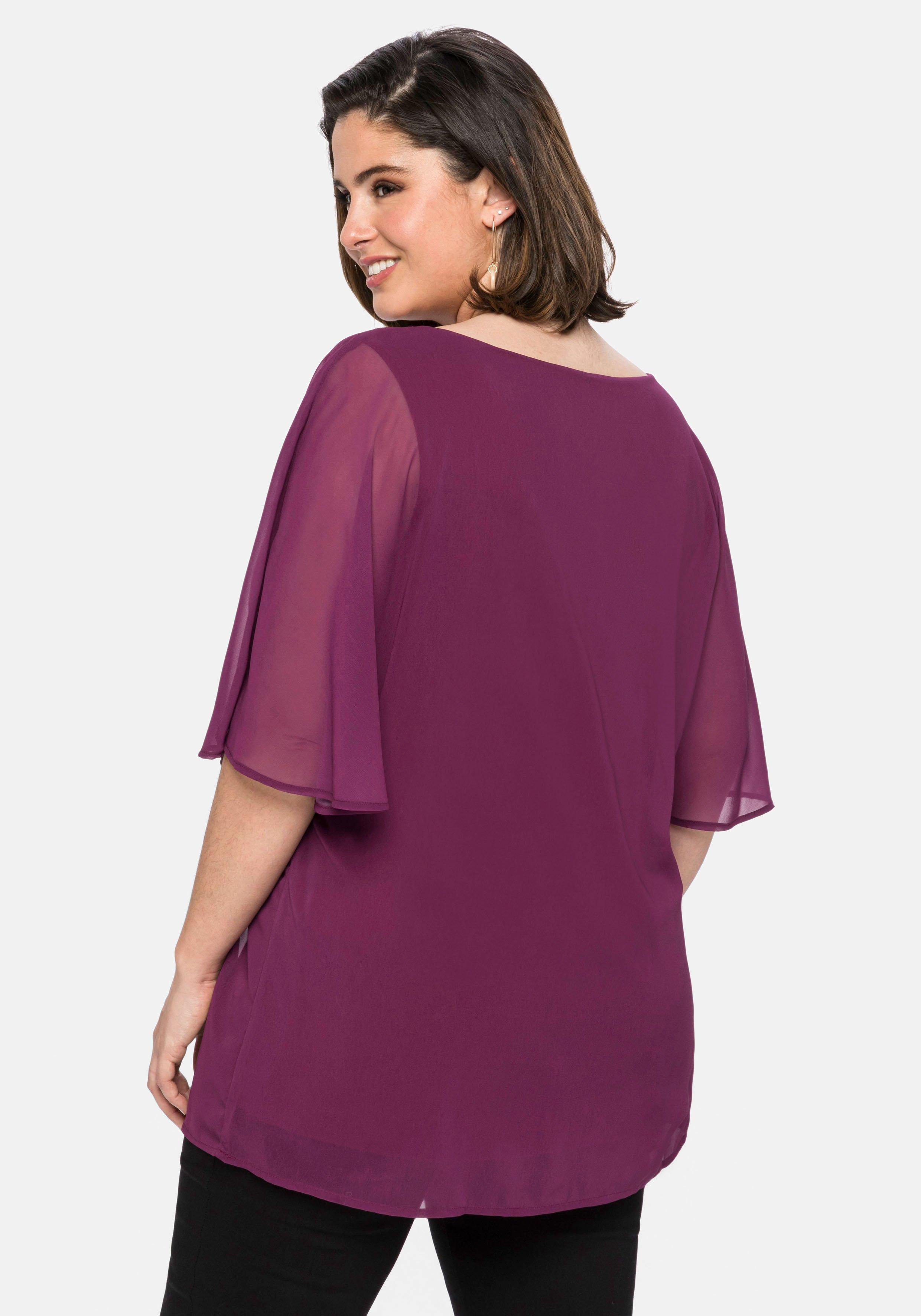 Chiffontunika mit Flügelärmeln und Innentop