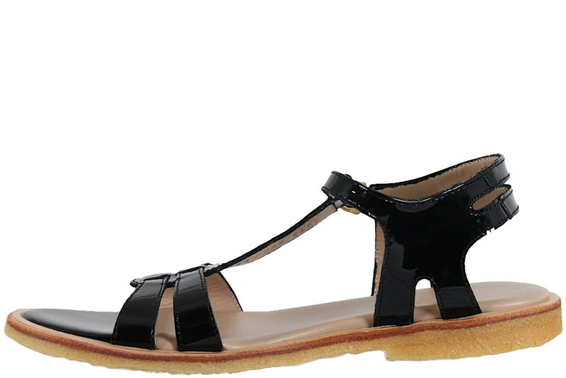 ANGULUS SANDAL I SORT POLIDO MED LAK LOOK