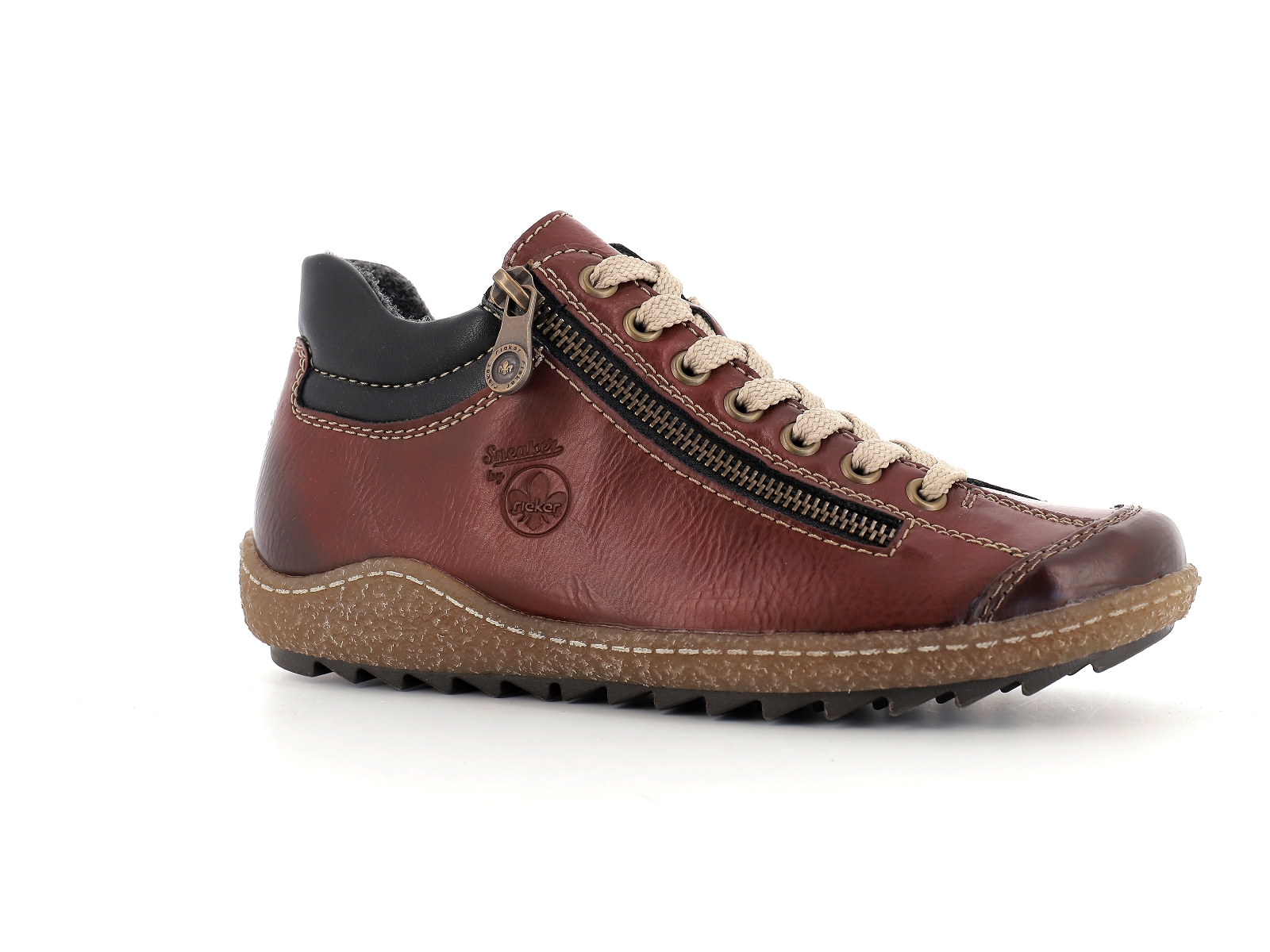 Rieker-L7516 Cuir Bordeaux Noir