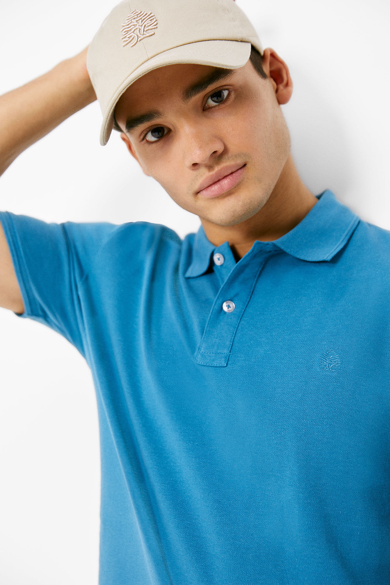 Polo piqué slim fit - azul