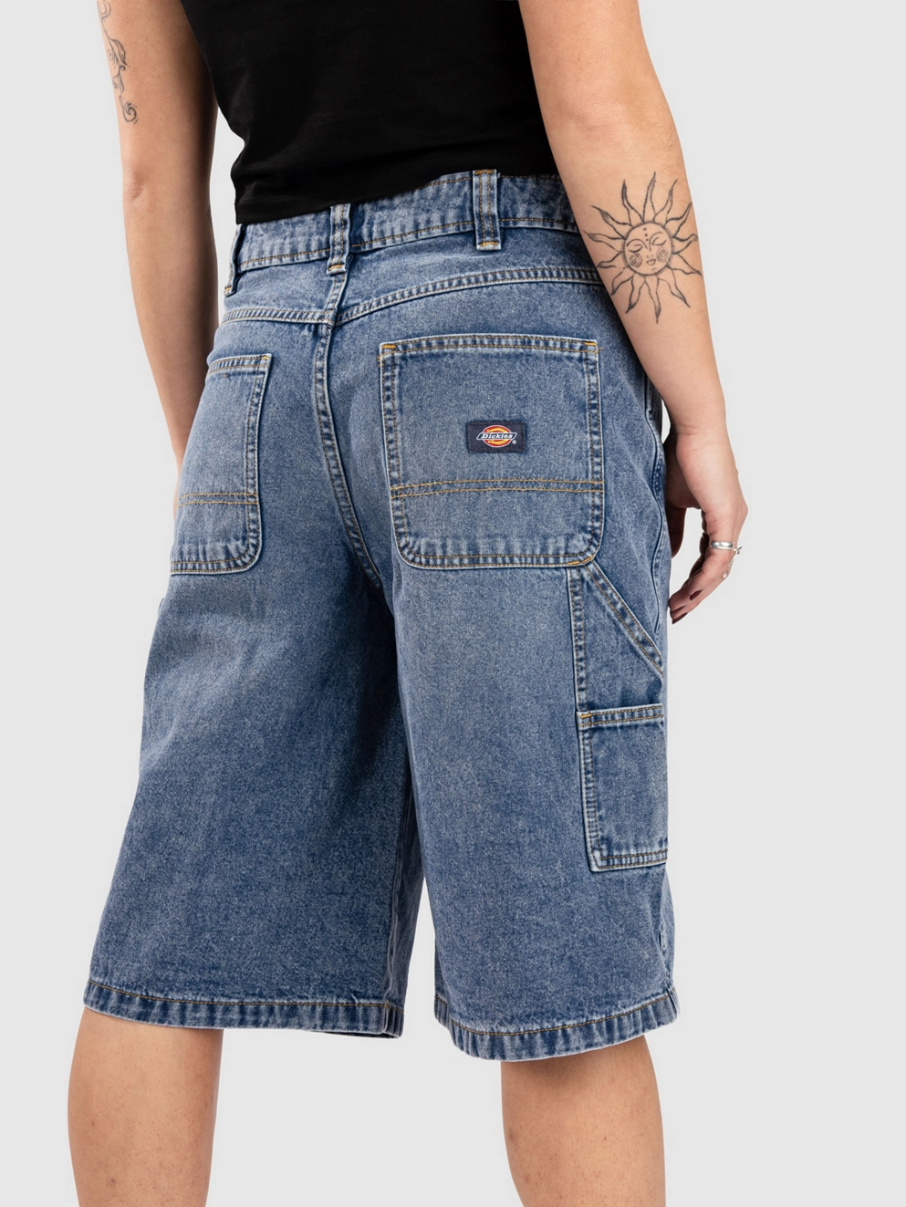 Dickies Carpenter Denim Jort Shorts rinsed blue w/ fade