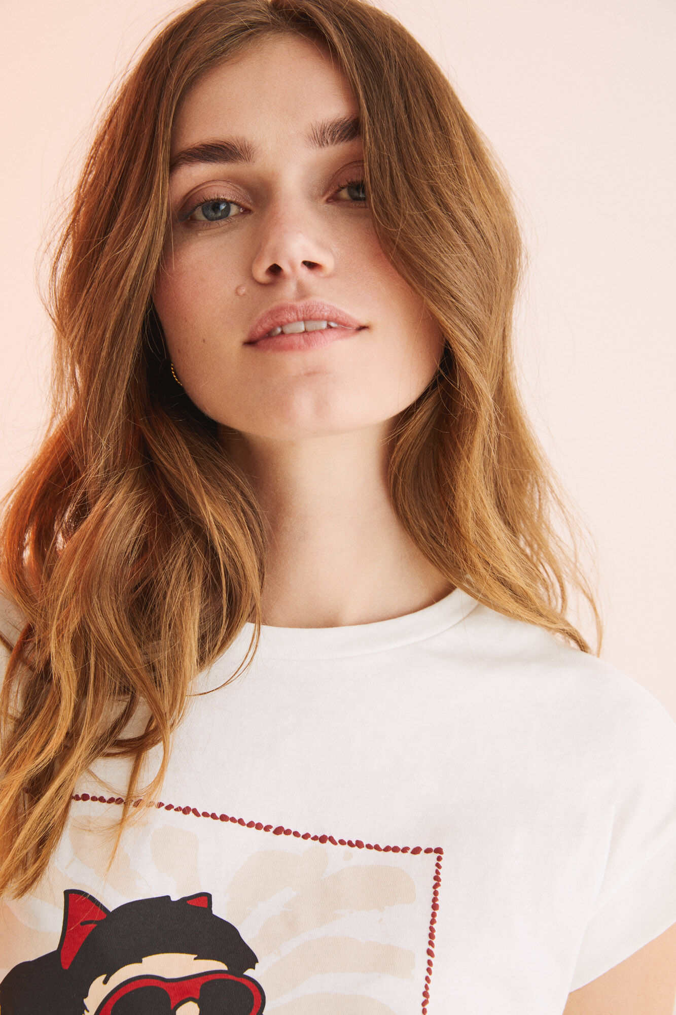 Pijama curto Mafalda, 100% algodão, branco - bege