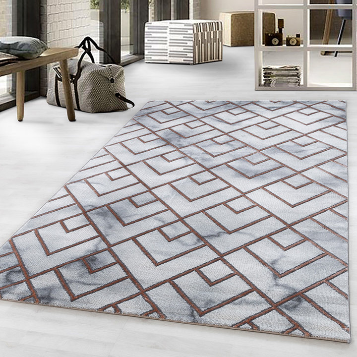 Modern vloerkleed - Marble Pattern Grijs/Bruin | Topper
