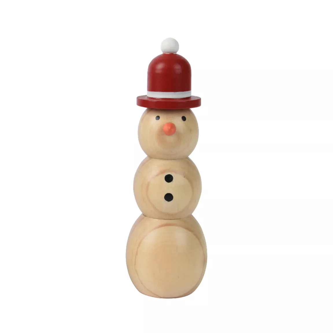 Bonhomme de neige en bois à poser (H10 cm) Chapeau Rouge
