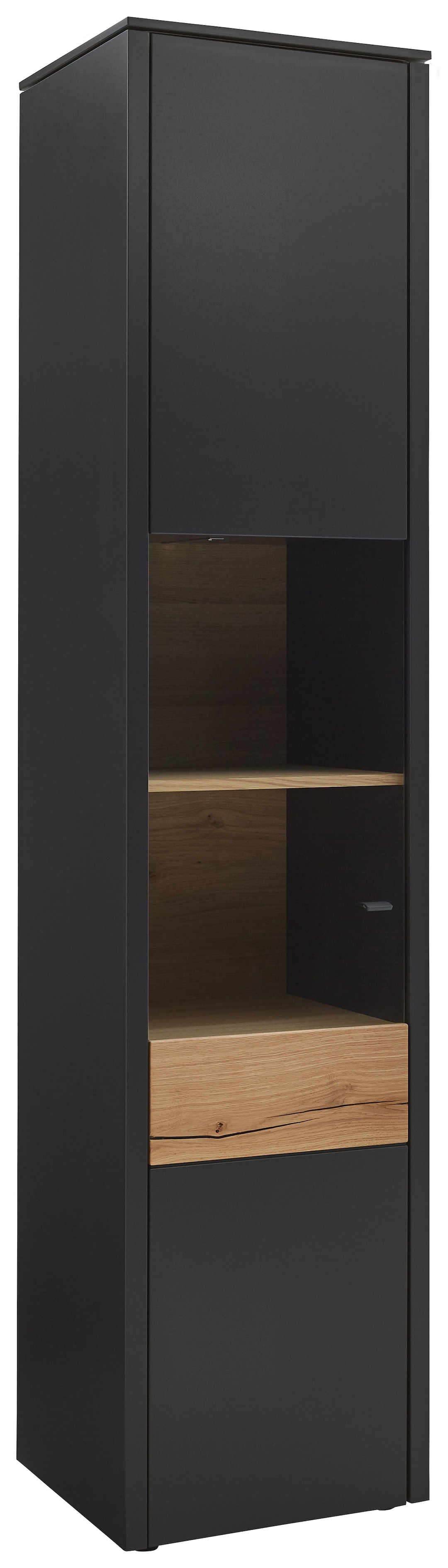 VENJAKOB Vitrine GAME 47 x 208 cm anthrazit/Absetzung Balkeneiche