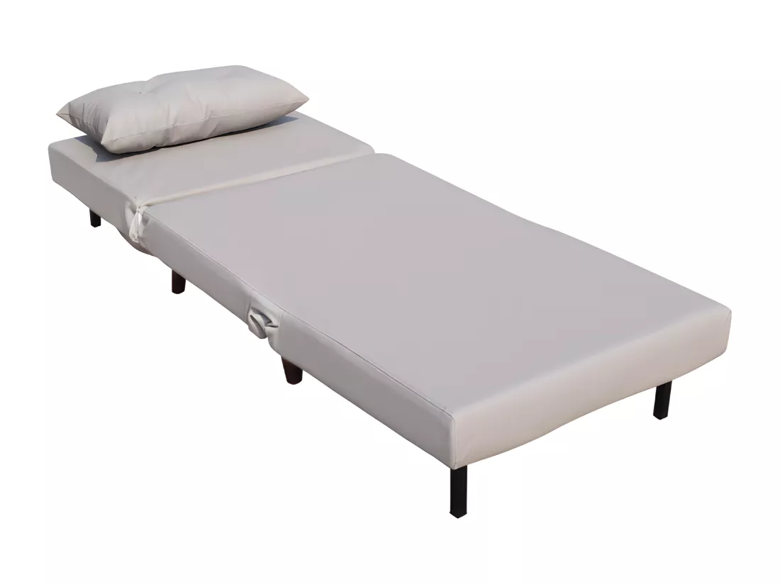 Fauteuil convertible lit 1 place en PU gris facile à nettoyer 80x90x84 cm lit 80x190x28 cm