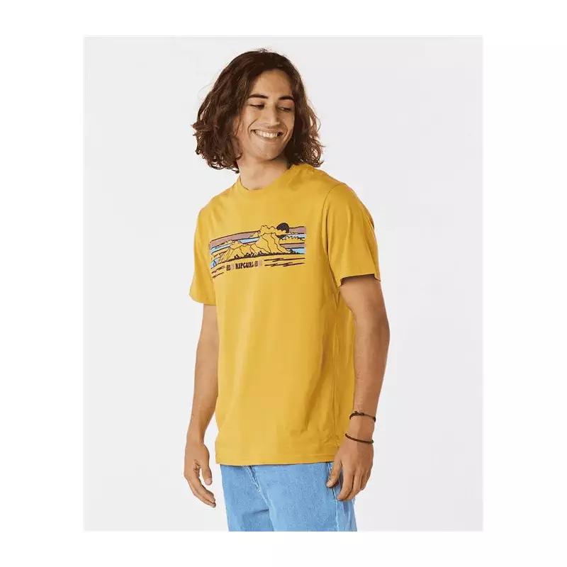 Teeshirt RIPCURL Down The Line Stripe S/S Tee Mustard Gold