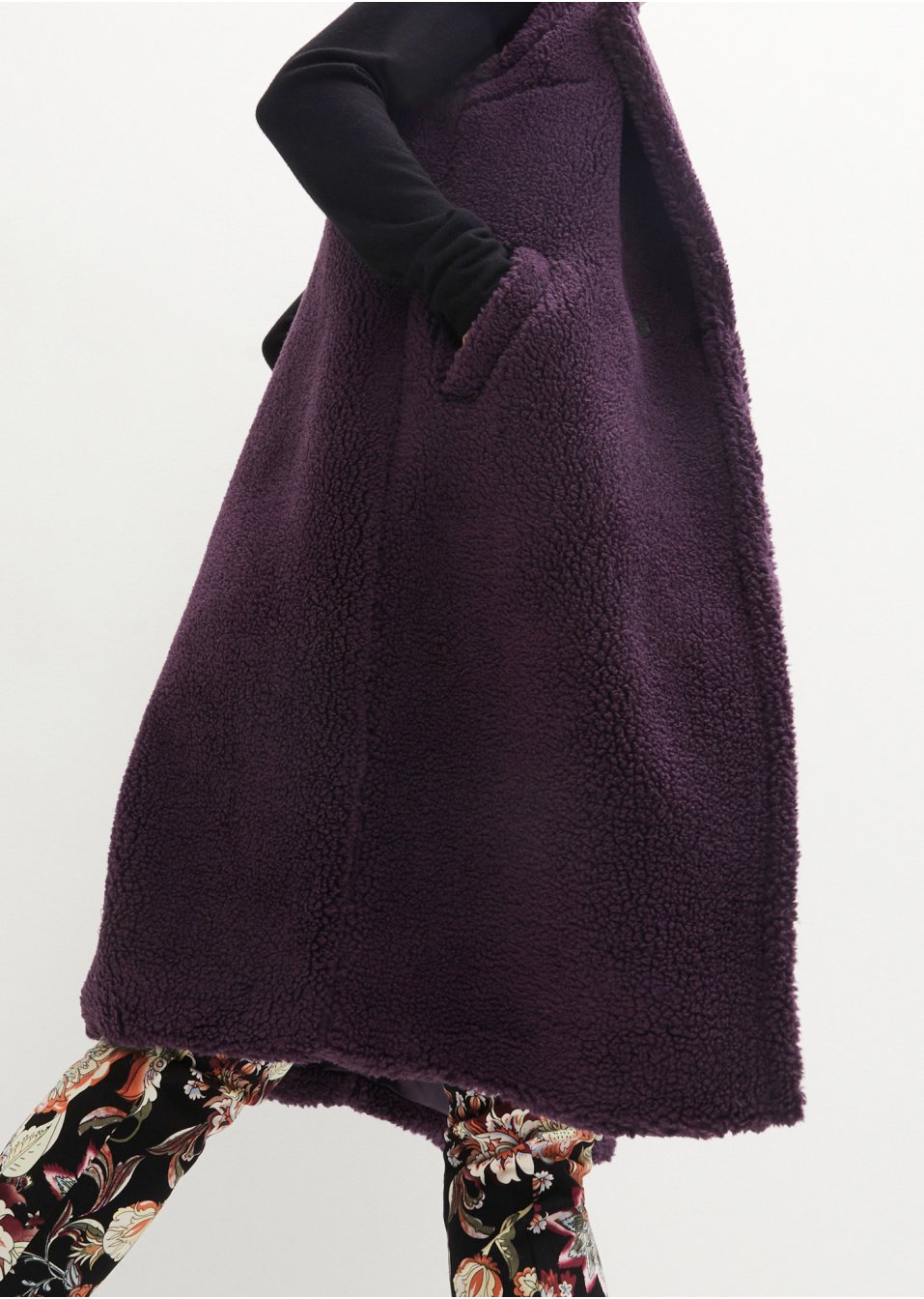 Gilet long sans manches avec maille peluche