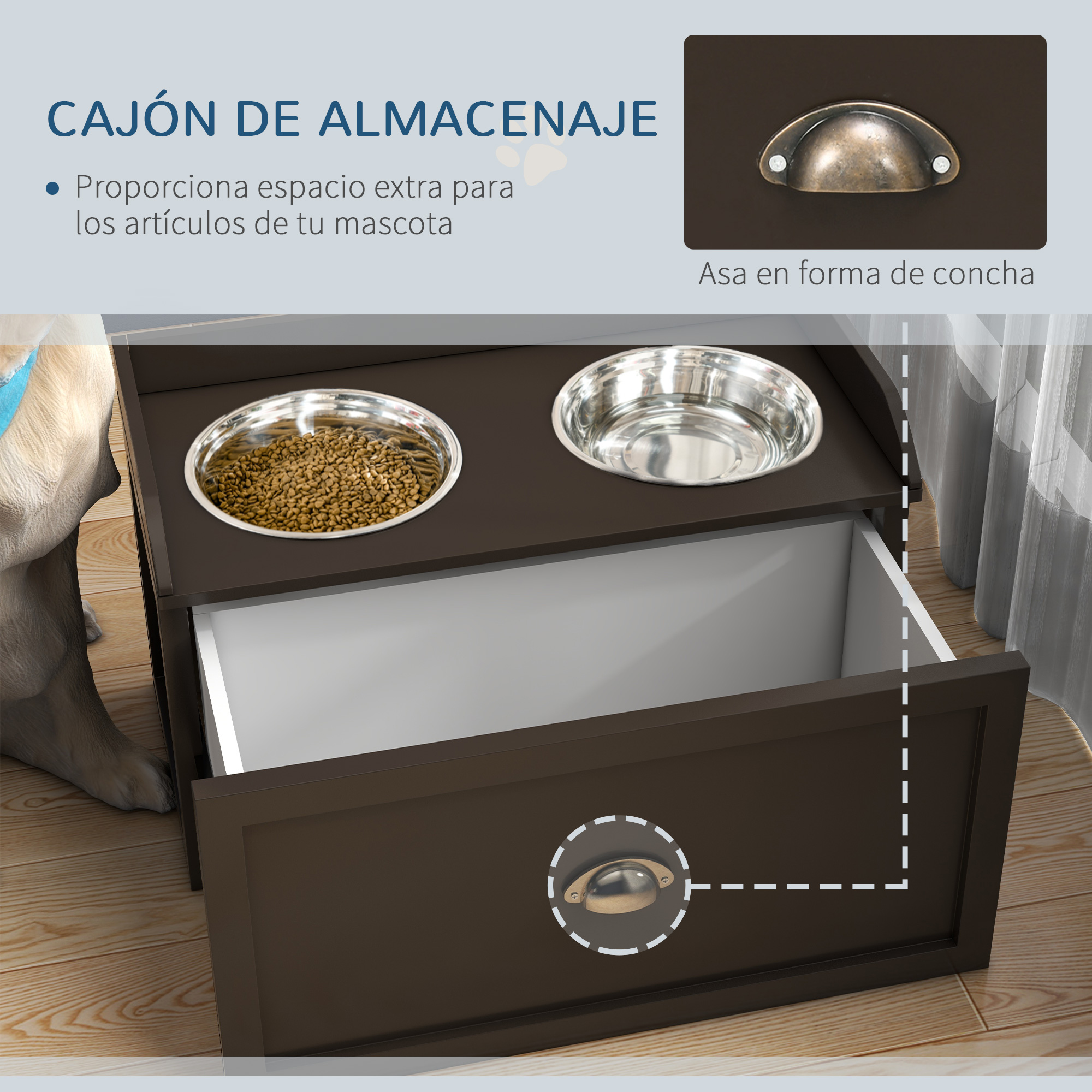 Alimentador para cães PawHut marrom escuro