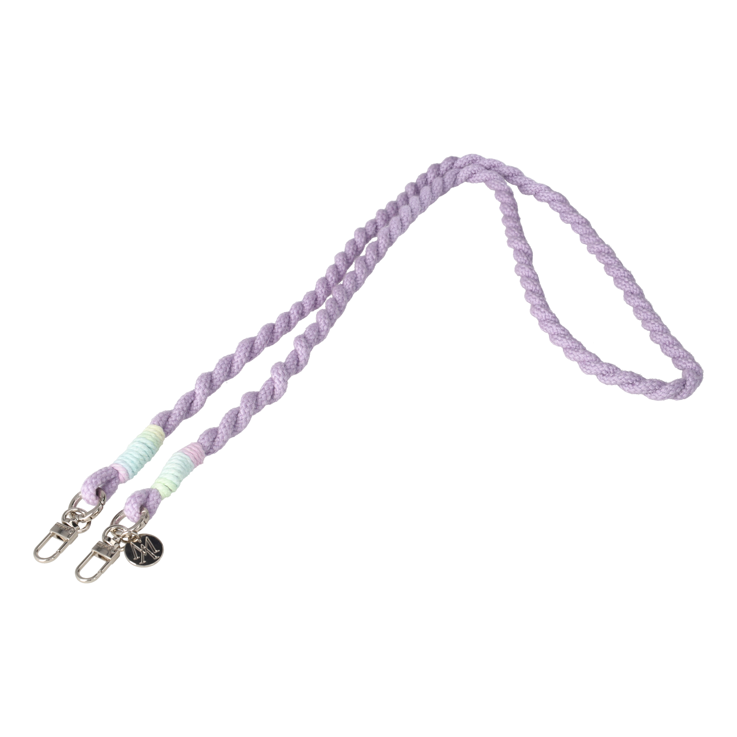 Handgemachte Handykordel Gedrehtes Umhängeband für Handyhüllen Silver - Lilac (Rainbow)
