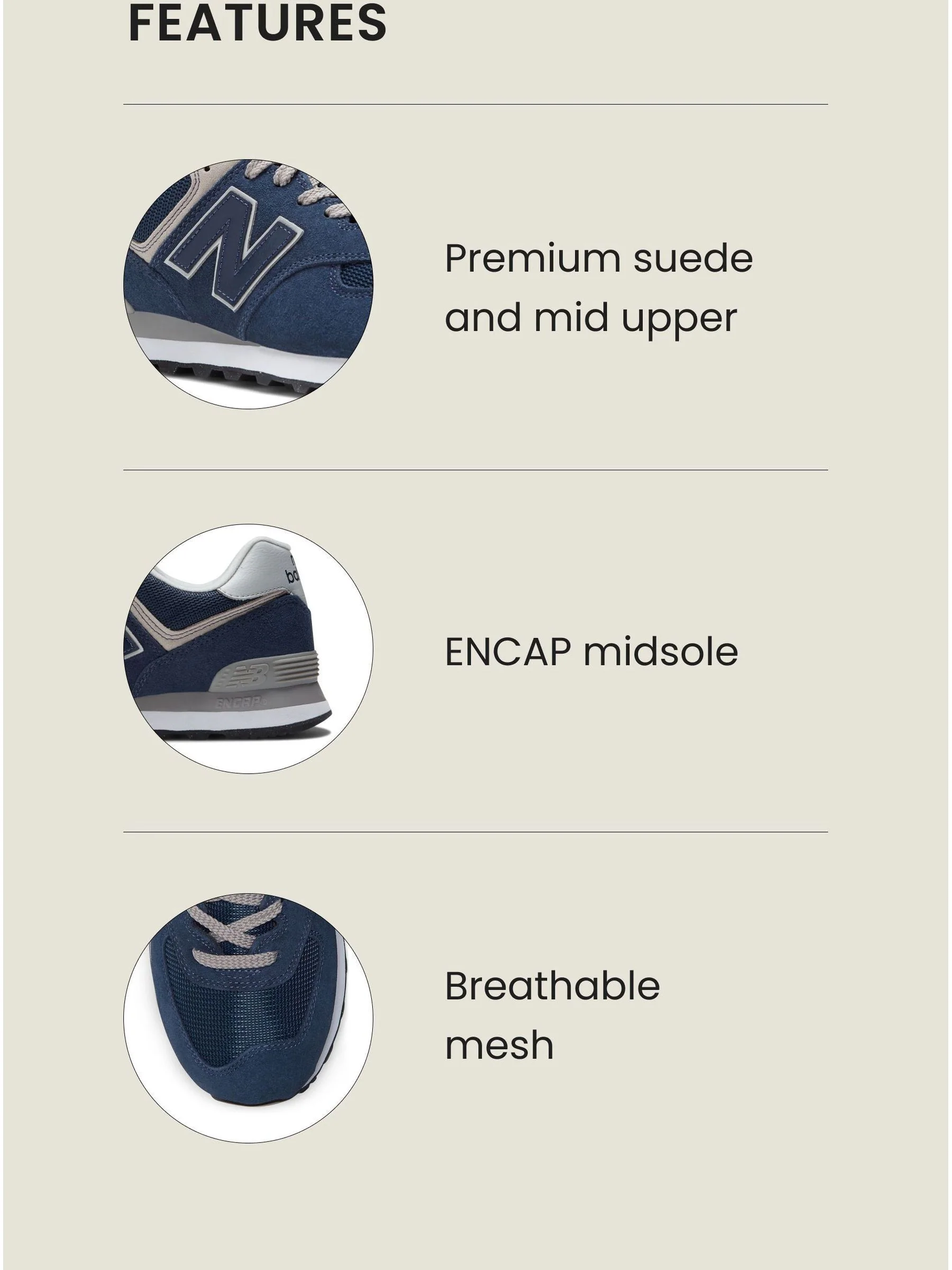 Donkerblauw - New Balance 574 herenslippers