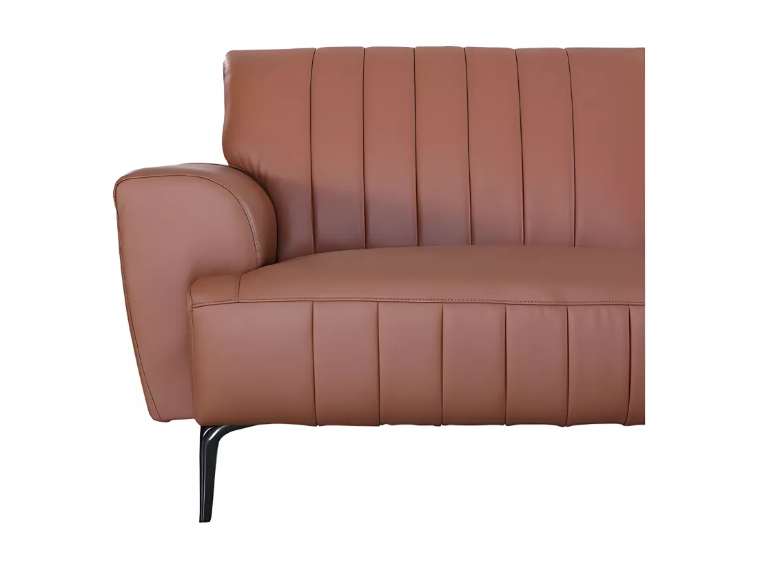 Canapé 3 places Cuir ROMY Cognac - Angle Droit