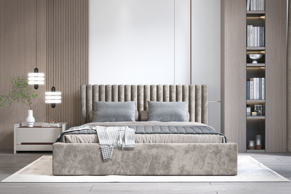 Trae Mobler Vegas 140 x 200 cm Gestoffeerd Bed Grijs